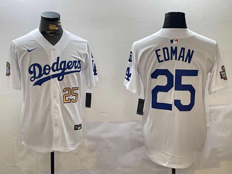 Men Los Angeles Dodgers 25 Edman White Game 2024 Nike MLB Jersey style 11209